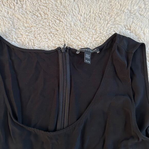 Eileen Fisher Solid Black Tencel Cropped Jumpsuit Small Pockets - Picture 4 of 7